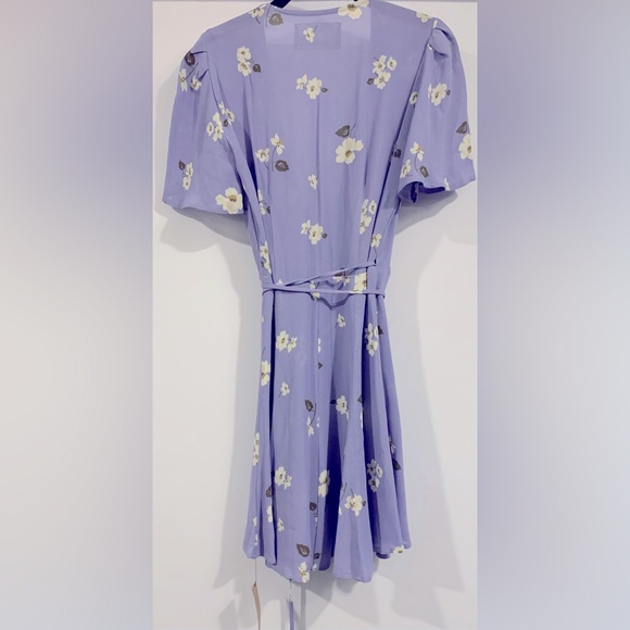 NWT, Reformation "Adele" Mini Wrap Dress w/ Flutter Sleeves in Lilac, Sz XS - Picture 6 of 9